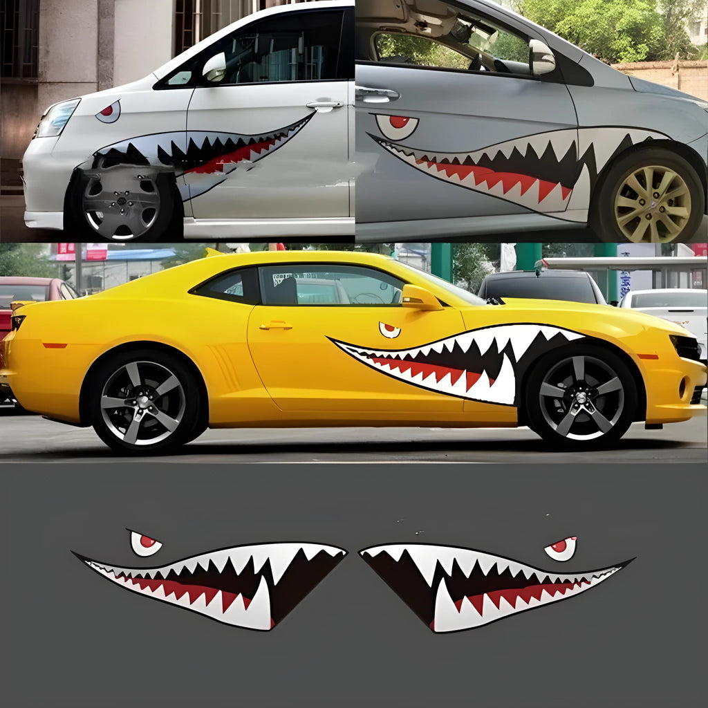 Shark design car body sticker vinyl wrap for vehicle customisation in two size options