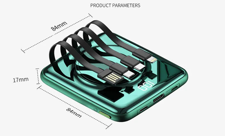 20000mAh PD fast charge power bank with LCD display in black, green, or red colour