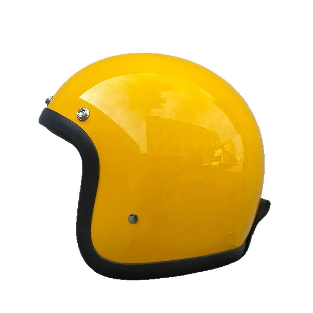 Retro style half helmet motorcycle helmet in glass fibre construction for electric scooter commuting