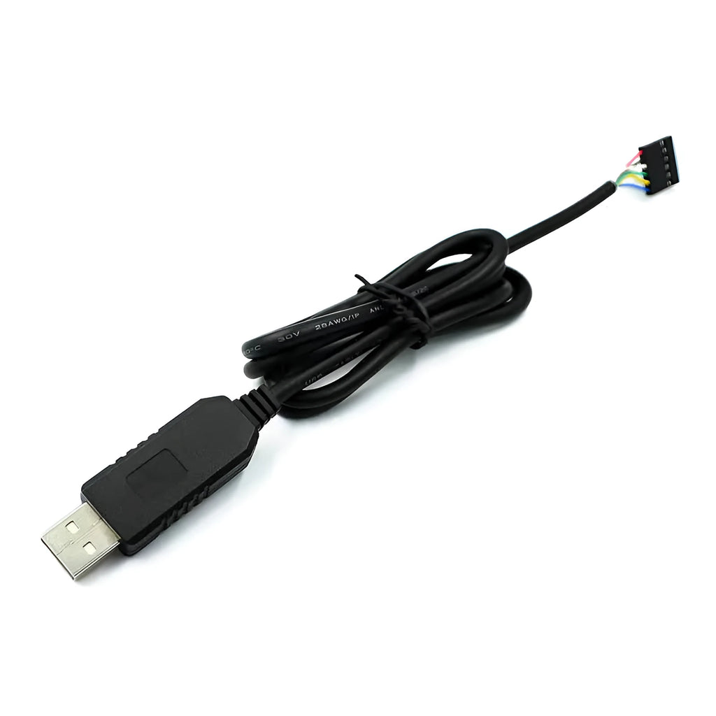 FT232 USB to TTL download cable 1 metre black with 6-pin connector and CTS RTS lines