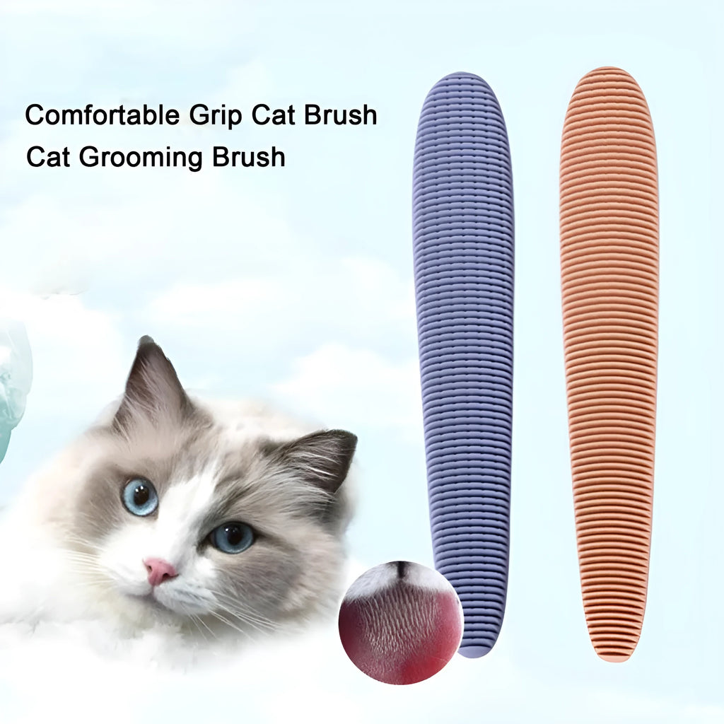 Grey and pink ABS plastic cat grooming comb with dual ends for pet hair removal and massage