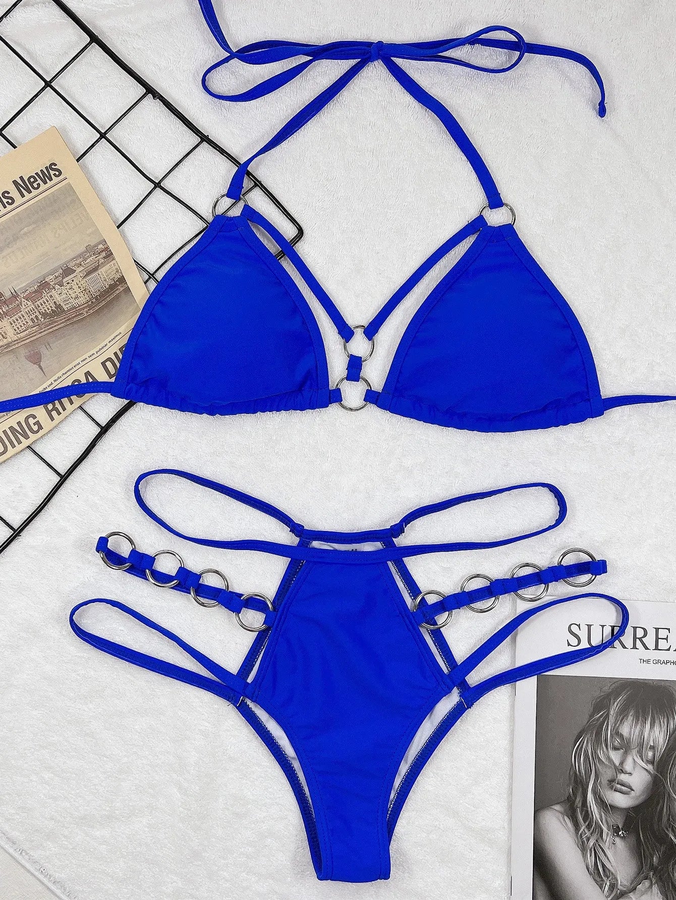 Women's separated nylon bikini set in multiple colours for swimming and wading