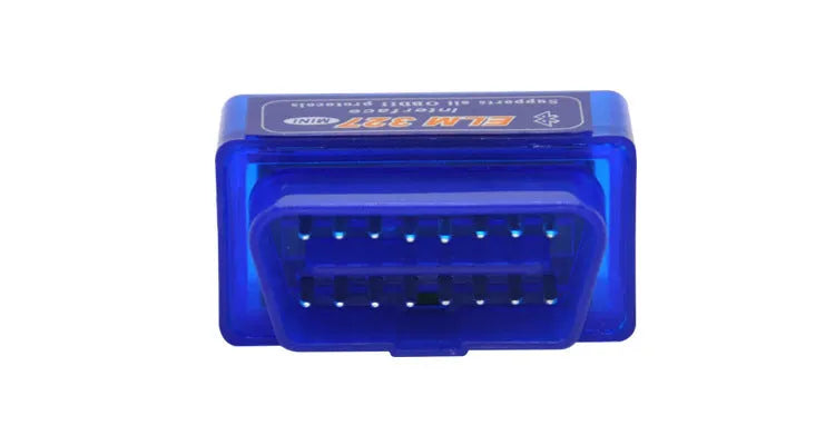 ELM327 Bluetooth OBD2 car diagnostic scanner plugged into a vehicle port