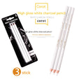 Three white charcoal pencils for sketching on dark paper with highlighting effect
