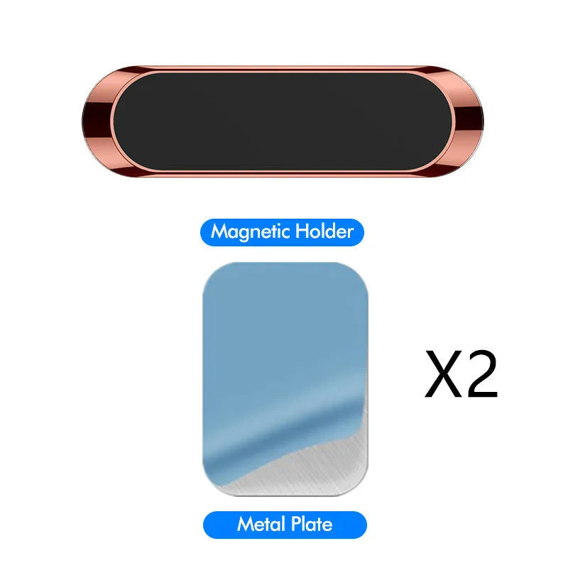Grey magnetic car phone holder F6 strip plate with steel spring frame on car dashboard