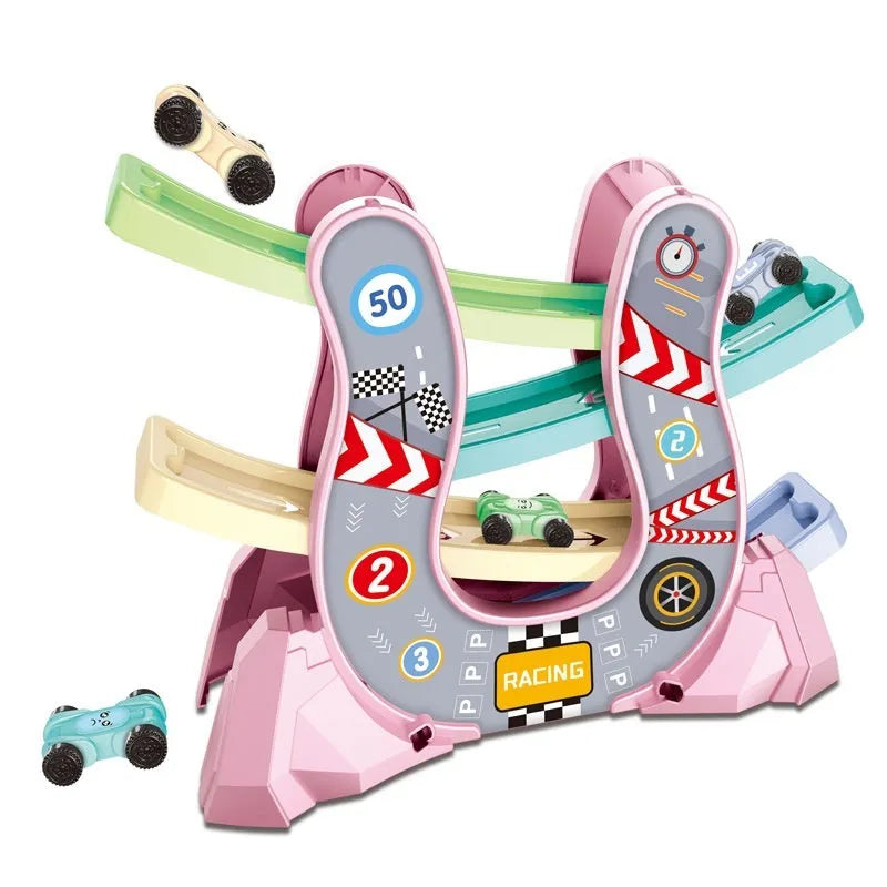 Gliding toy rail car in classic fast style, plastic construction, blue colour option