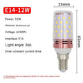 E14 screw base corn LED light bulb with visible LED beads and copper bracket inside.