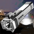 Silver portable LED emergency work light flashlight with power bank function and IP44 protection rating