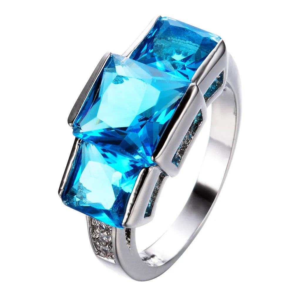 Geometric copper ring with electroplated colour finish in various colour options on size chart