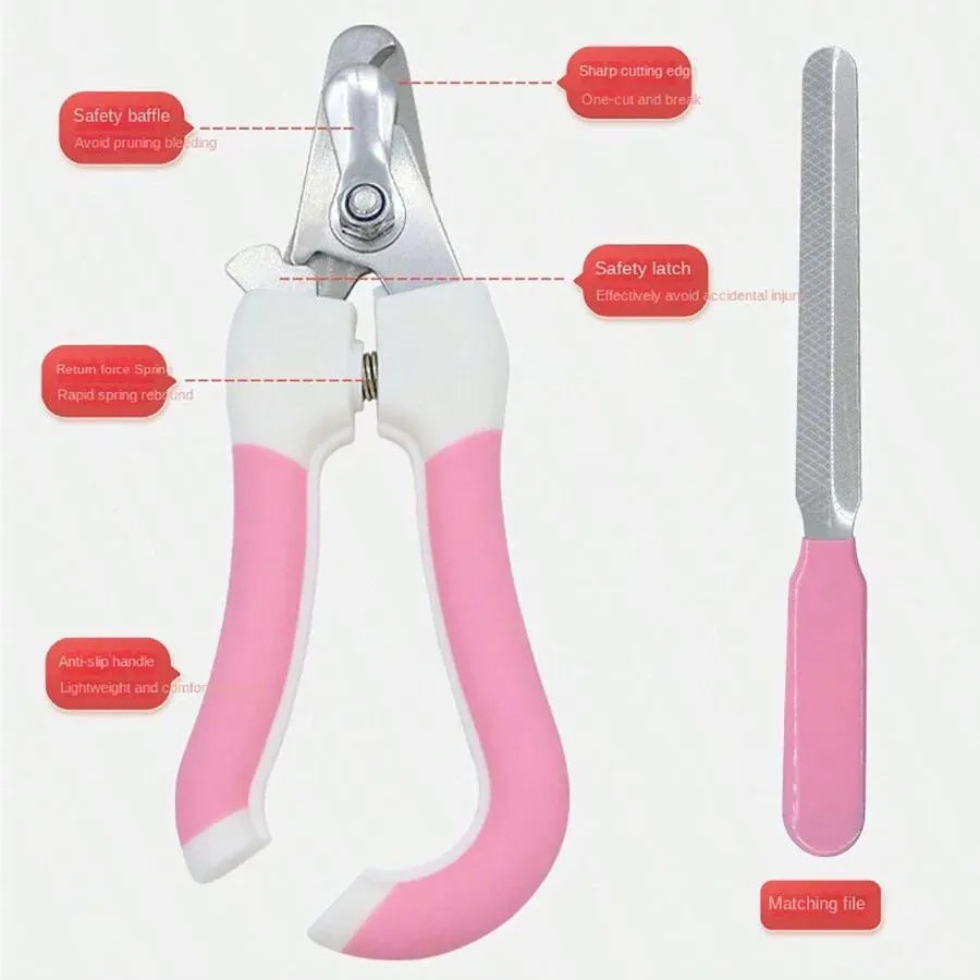 Pet nail scissors for dogs and cats in blue, blue pink, and pink colour options