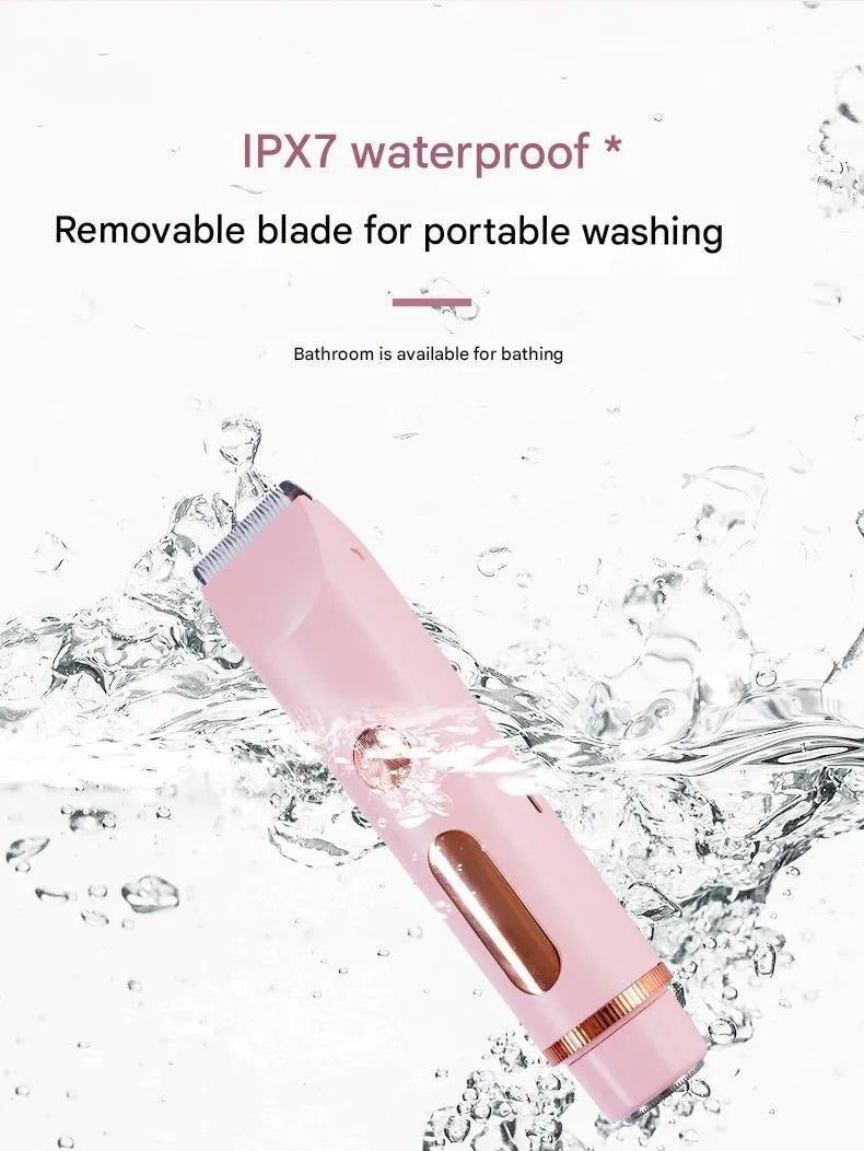 Women's hair trimmer baby hair clipper pubic hair removal device dry and wet use blue pink purple stainless steel blades