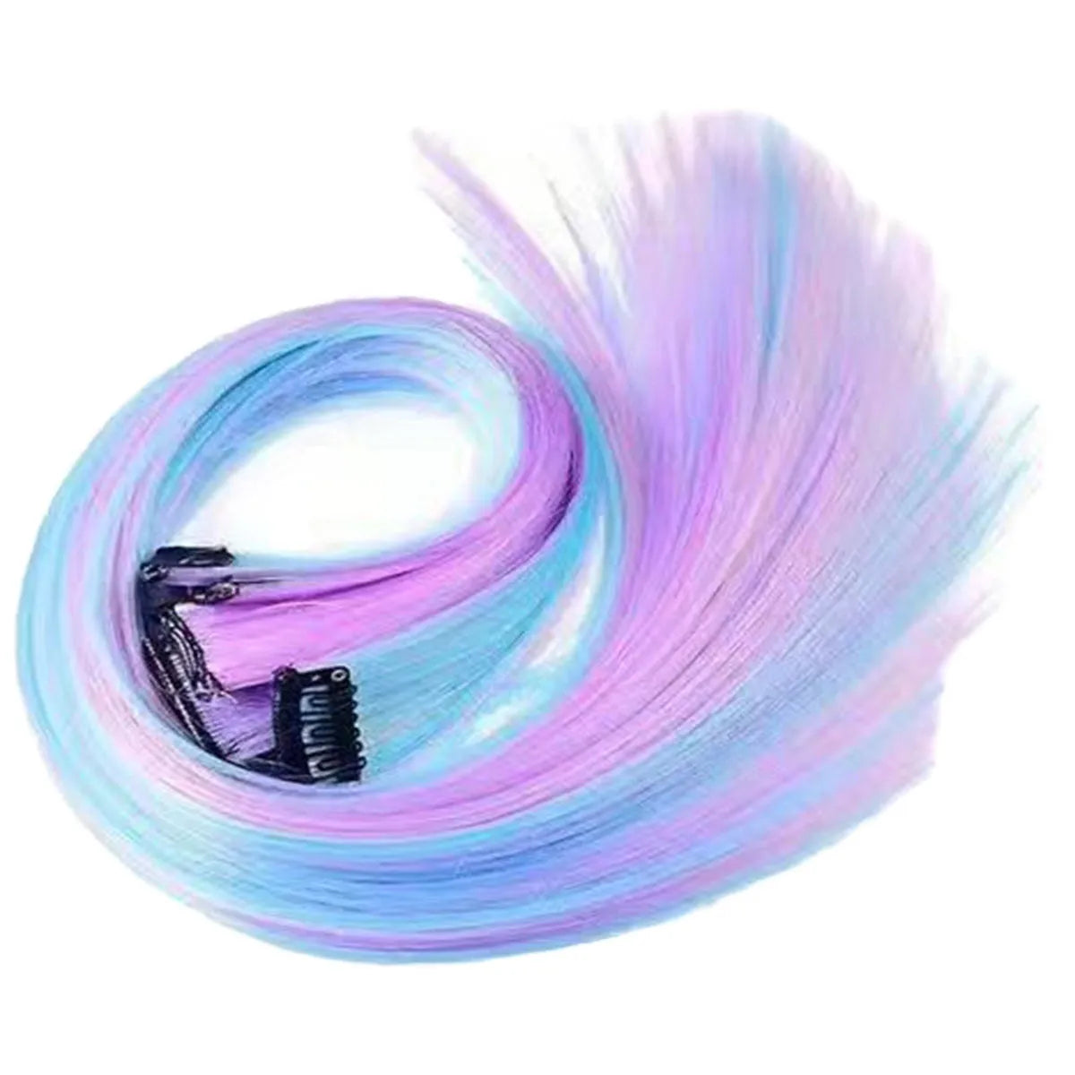 Purple blue colour gradient seamless high temperature fibre wig for women