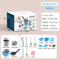 22-piece mini kitchen cooking toy set in pink or blue with gift box packaging and adapter option