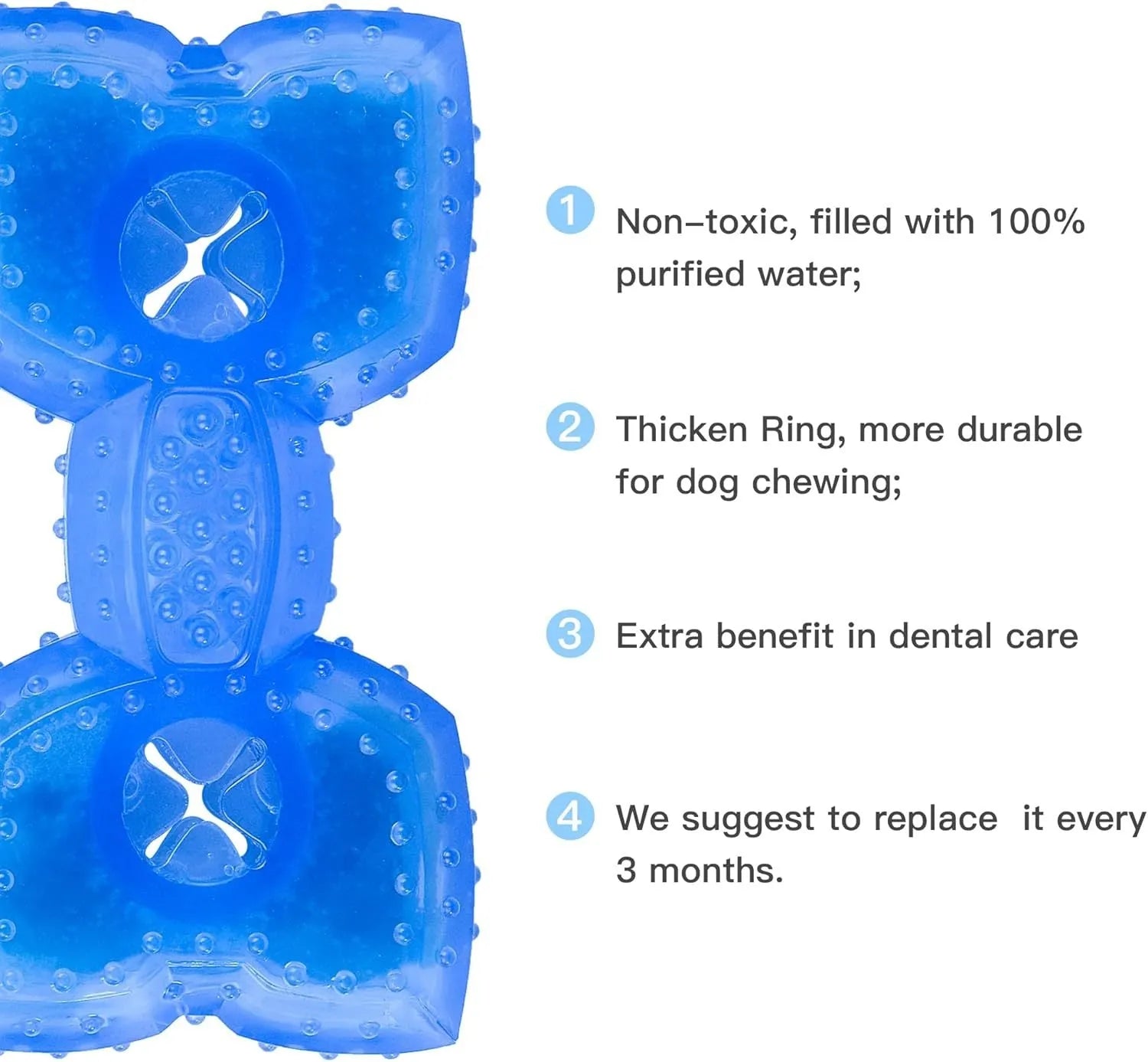 Freezable dog cooling chew toy with thickened non-toxic construction