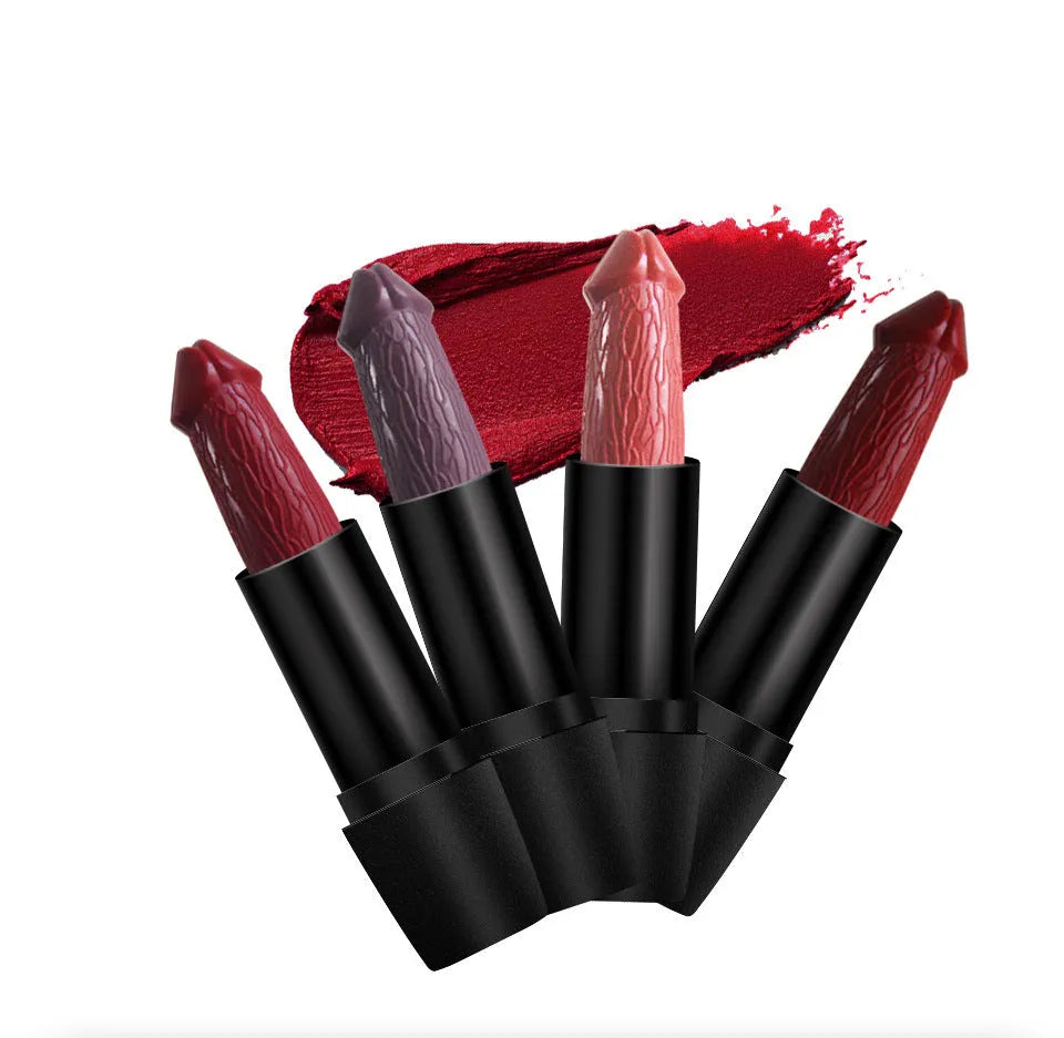 Beauty Creative Styling Mushroom Head Matte Lipstick in Rose Red shade with black tube