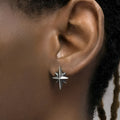 925 silver old stereo earrings with music note design, approximately 12mm wide and 18mm tall