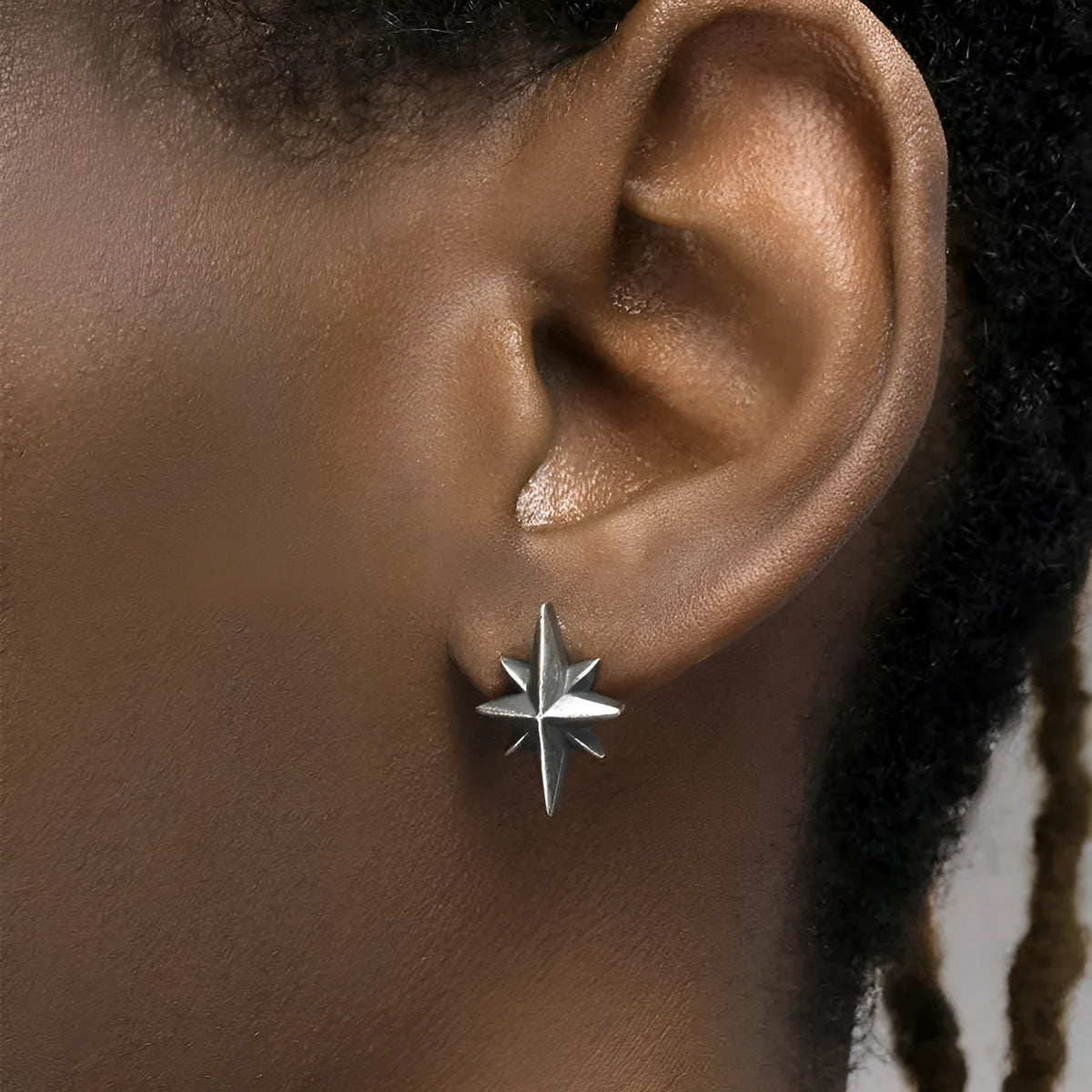925 silver old stereo earrings with music note design, approximately 12mm wide and 18mm tall