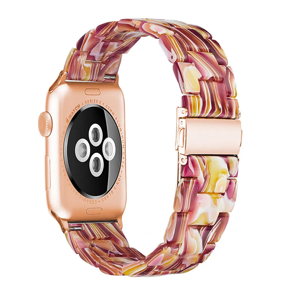 Slim resin watch strap in Army Green for Apple Watch 38-45mm with silver buckle