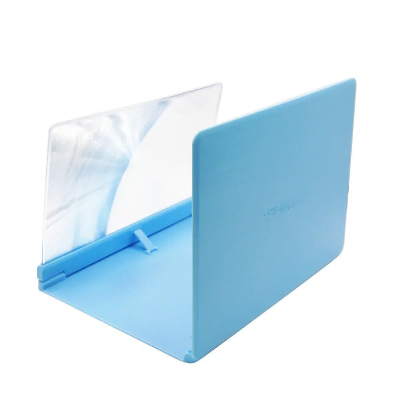 Phone screen magnifier with HD lens and universal ABS stand in 10-inch, 12-inch or 14-inch size, black white or blue