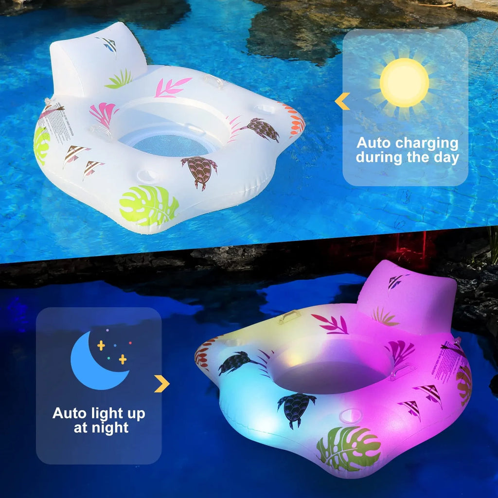 White luminous U-shaped inflatable float seat measuring 120cm for pool use