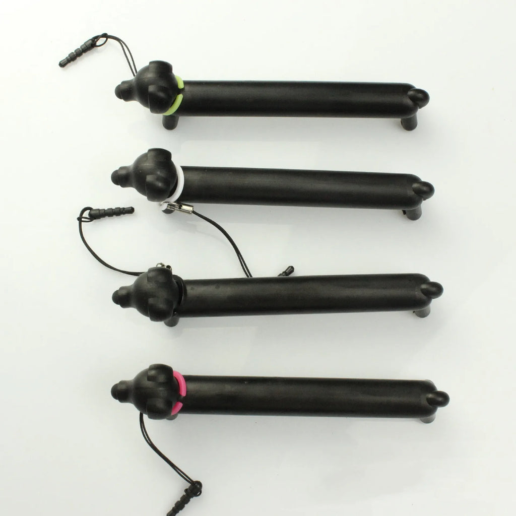 Black puppy dog shaped touch screen stylus with adjustable length and phone stand function