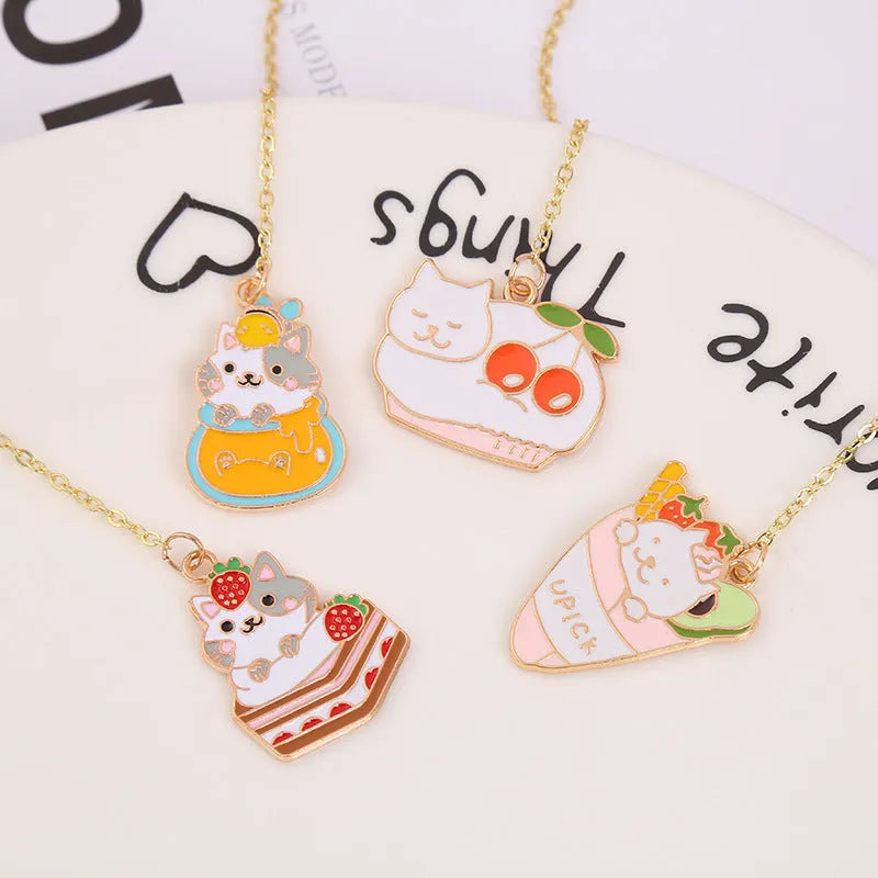 Jane Key Foodie Cute Pet Cat metal pendant bookmark with cartoon design on 3.8x18.3cm card.