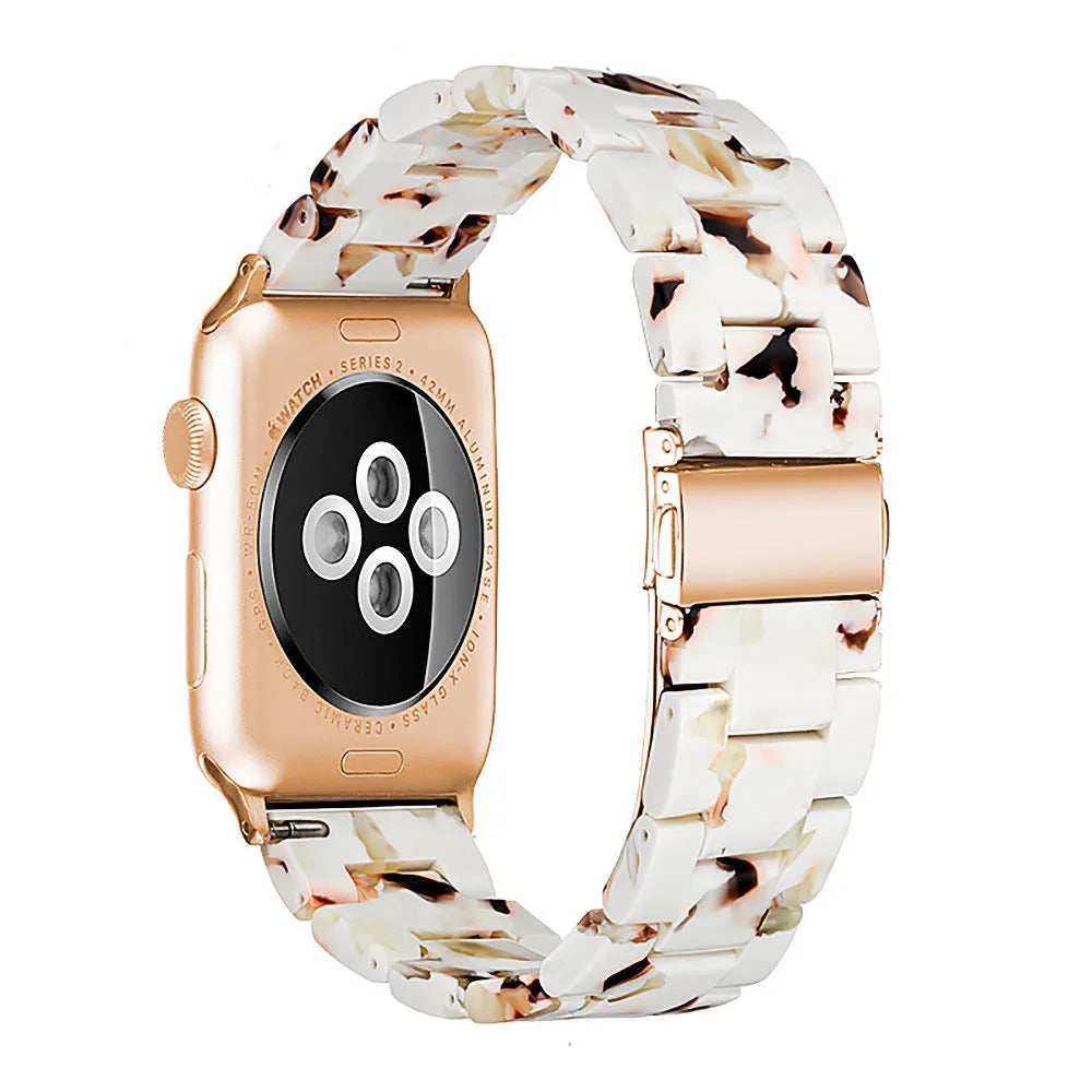 Slim resin watch strap in Army Green for Apple Watch 38-45mm with silver buckle