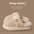 Plush fleece slippers with thick PVC sole in five colour options on a white background.