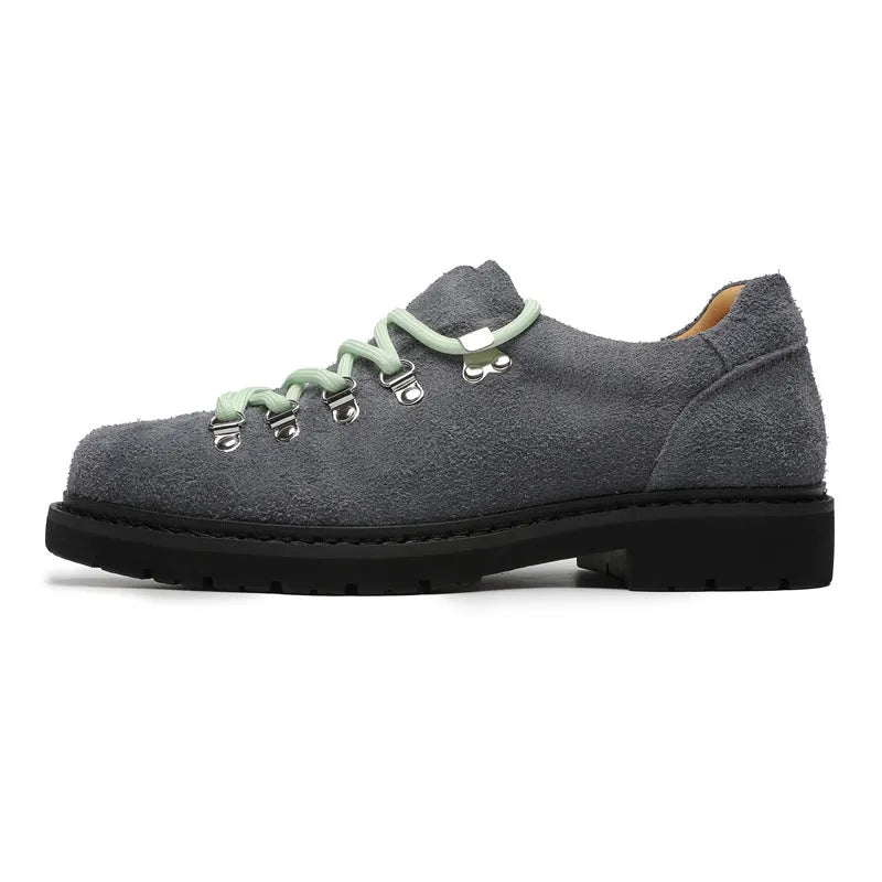 Men's heighten casual shoes British style retro workwear cowhide leather round toe solid colour