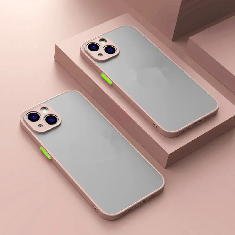 Frosted texture magnetic phone case for iPhone with MagSafe ring, shown in multiple colour options.