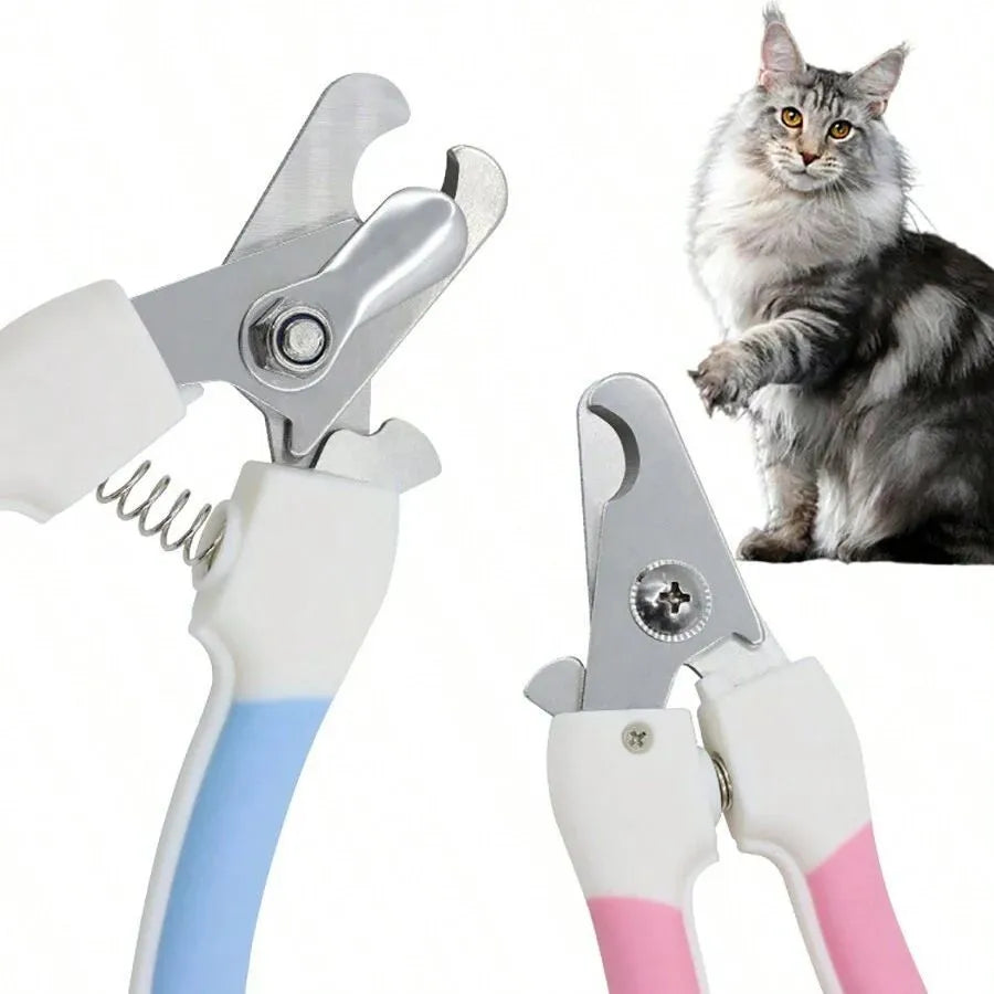 Pet nail scissors for dogs and cats in blue, blue pink, and pink colour options