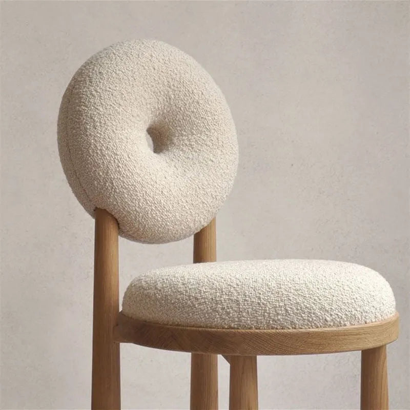 Berber fleece chair with iron frame and high elastic foam sponge filling in plush walnut or wood colour