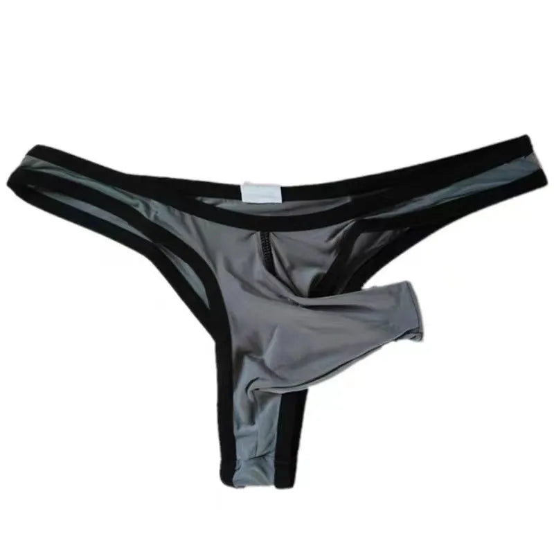 Men's ice silk underwear briefs shown in multiple colours including army green, black, and sky blue