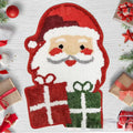 Square Christmas-themed polyester hallway mat with festive print and non-slip backing.