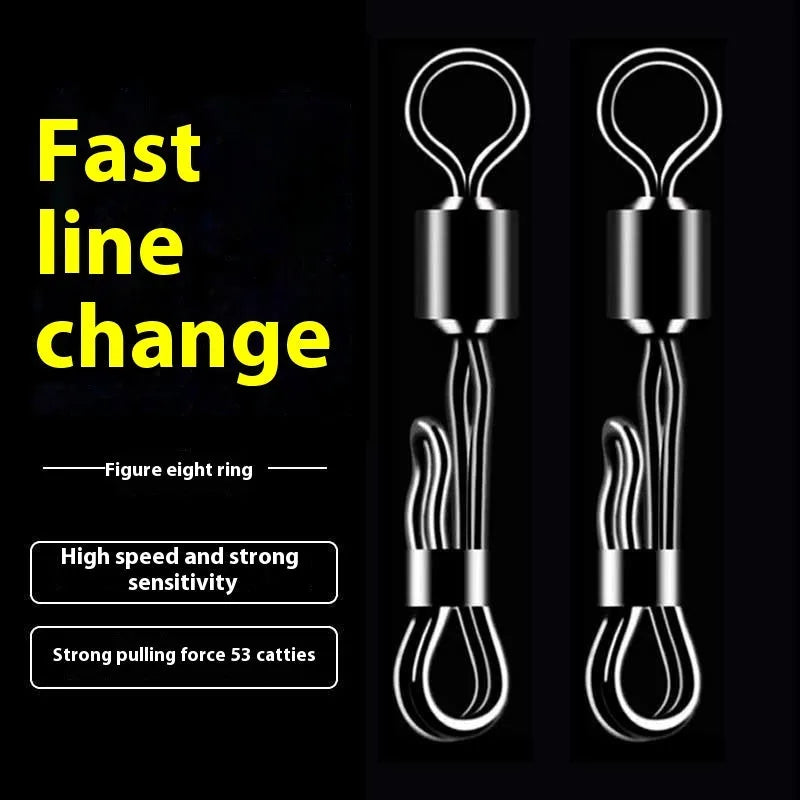 Brass quick change fishing barrel swivel with quick release mechanism in a 5-piece set