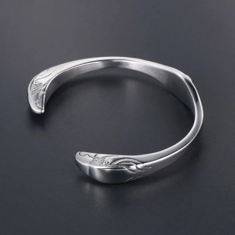 Vintage flying bird gold eagle polished titanium steel bracelet silvery colour open design