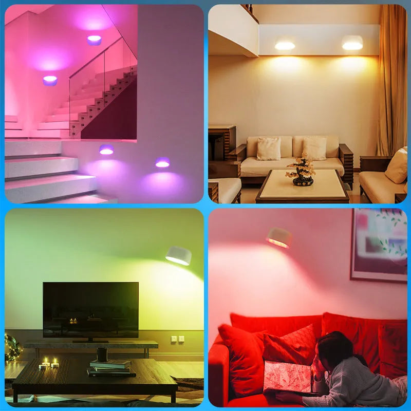 White plastic remote touch magnetic wall lamp with oval light panel on rotating magnetic base