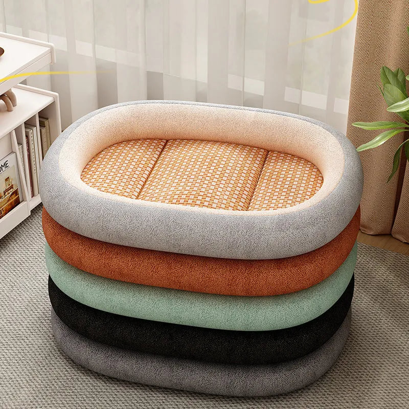 Removable cover cotton-filled pet bed in various sizes and colours for dogs and cats