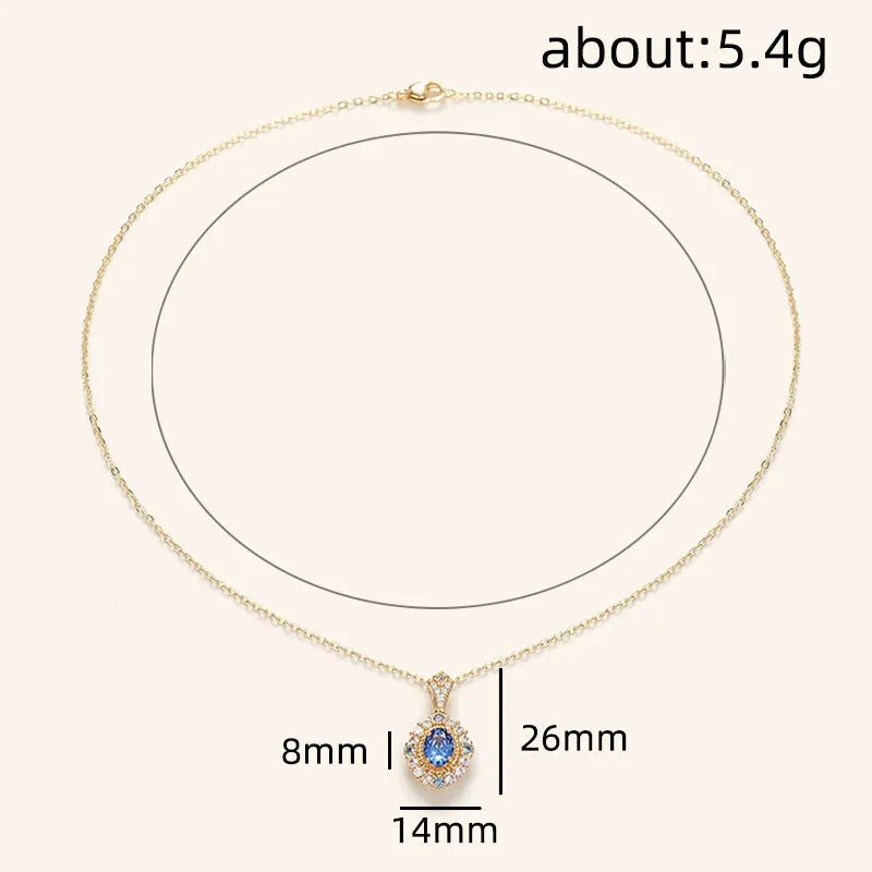 Yellow gold women's necklace with mixed gem pendant on adjustable 21-50cm box chain