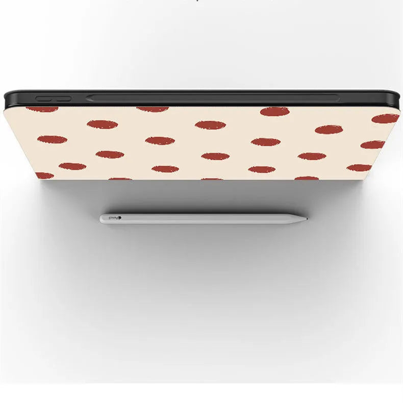 Flip tri-fold tablet case for iPad in wave point pattern with optional pen slot