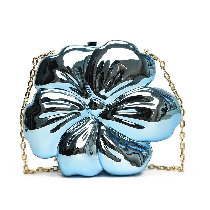Acrylic round chain crossbody bag in retro European style with gold colour and synthetic leather lining, 15x17.5x5.5cm