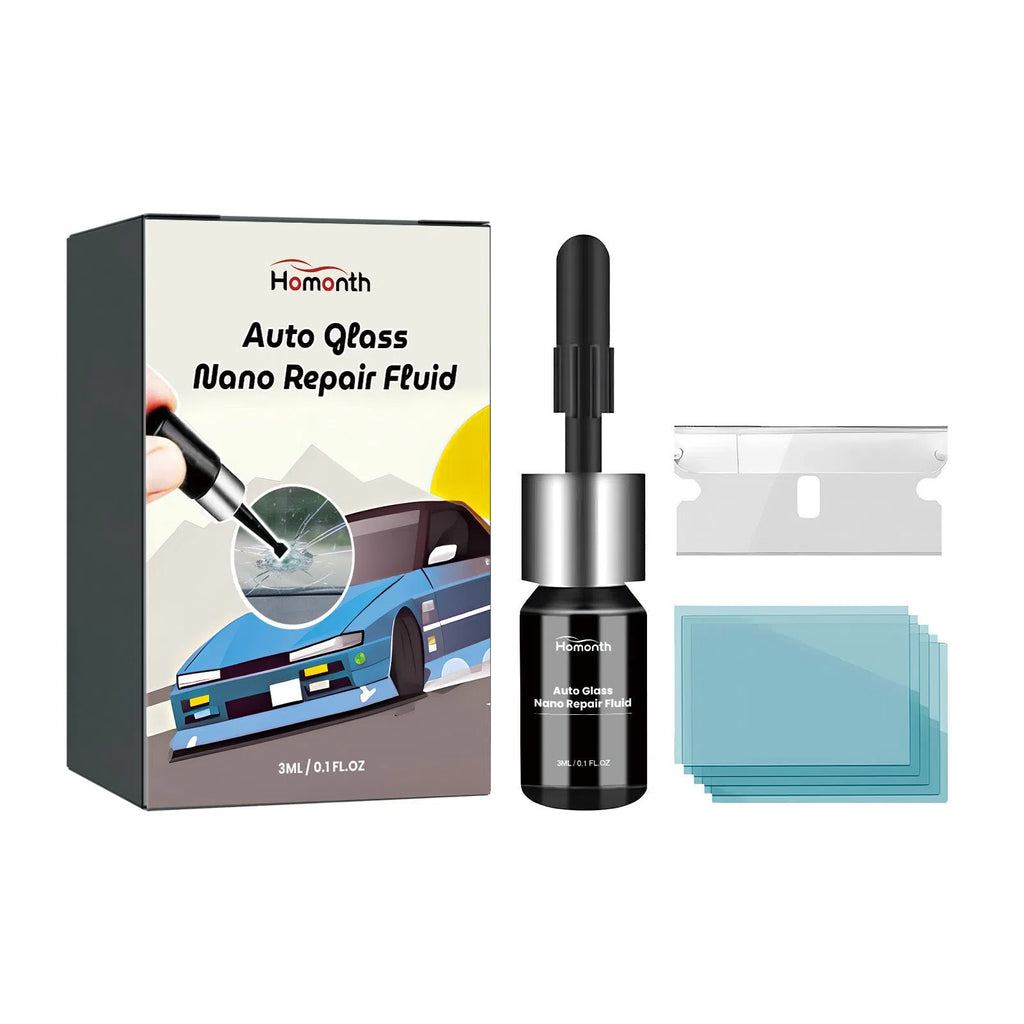 Glass nano repair liquid 3ml bottle with blade and five curing films for car windshield crack repair