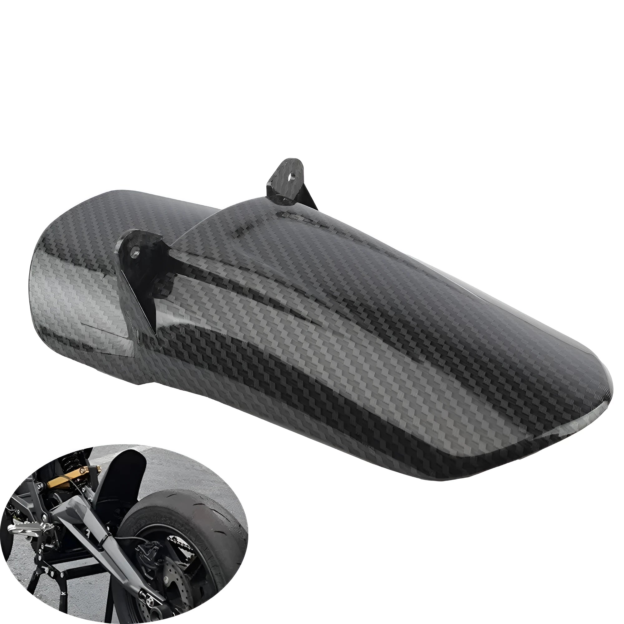 Carbon fibre scrambling motorcycle fender for Light Bee model rear shock absorber