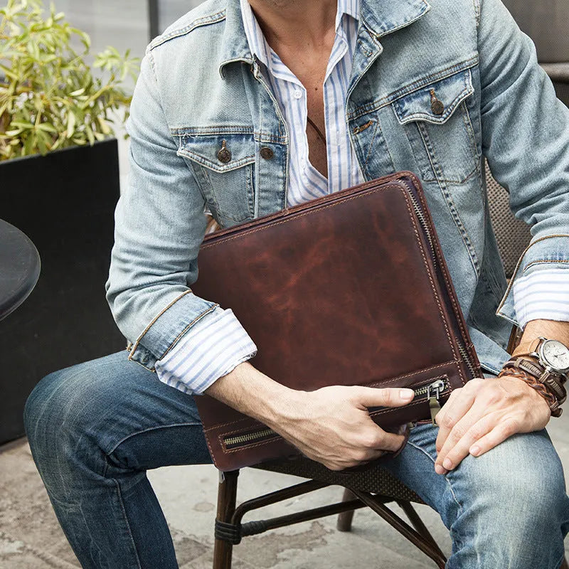 Leather multi-function flat cover in coffee brown for iPad Pro 12.9 with wallet style and solid colour finish