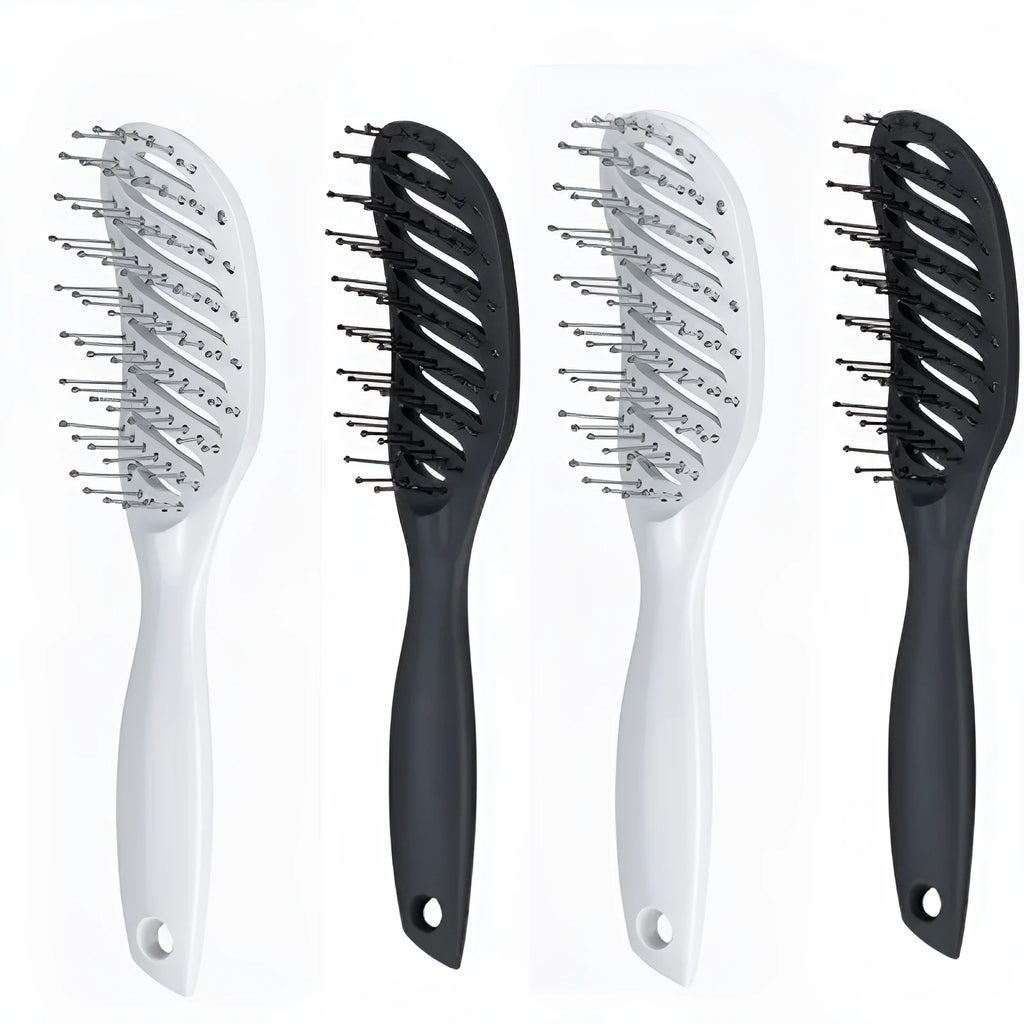 Anti-static vent hairbrush comb in black, measuring 240x55mm with hollow design and SBS nylon bristles