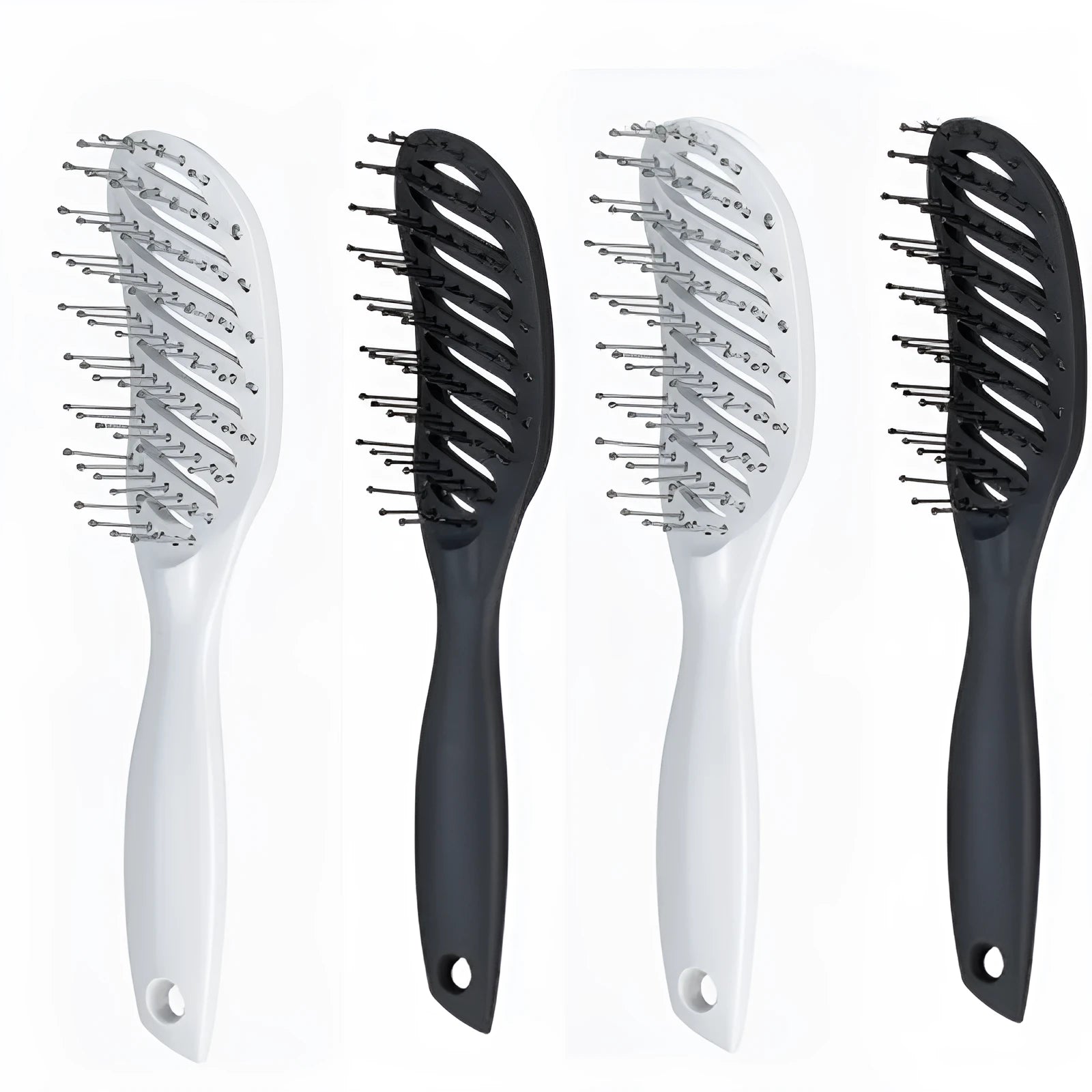 Anti-static vent hairbrush comb in black, measuring 240x55mm with hollow design and SBS nylon bristles