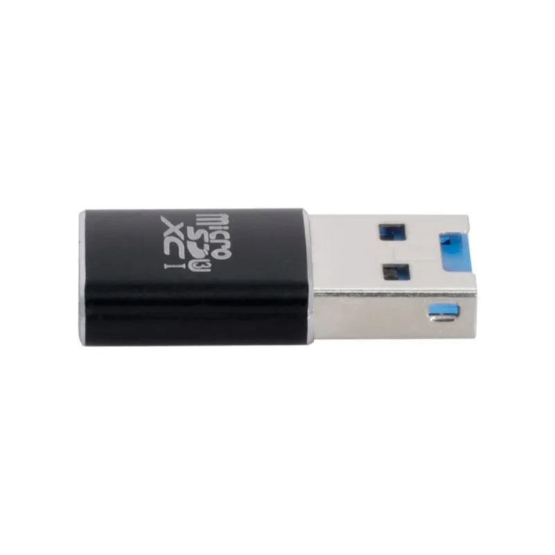 Black USB 3.0 memory card reader for SD, SDHC, and SDXC cards with UHS-I support